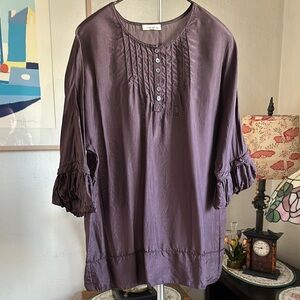 Purple Women's 100% Silk Top M-L